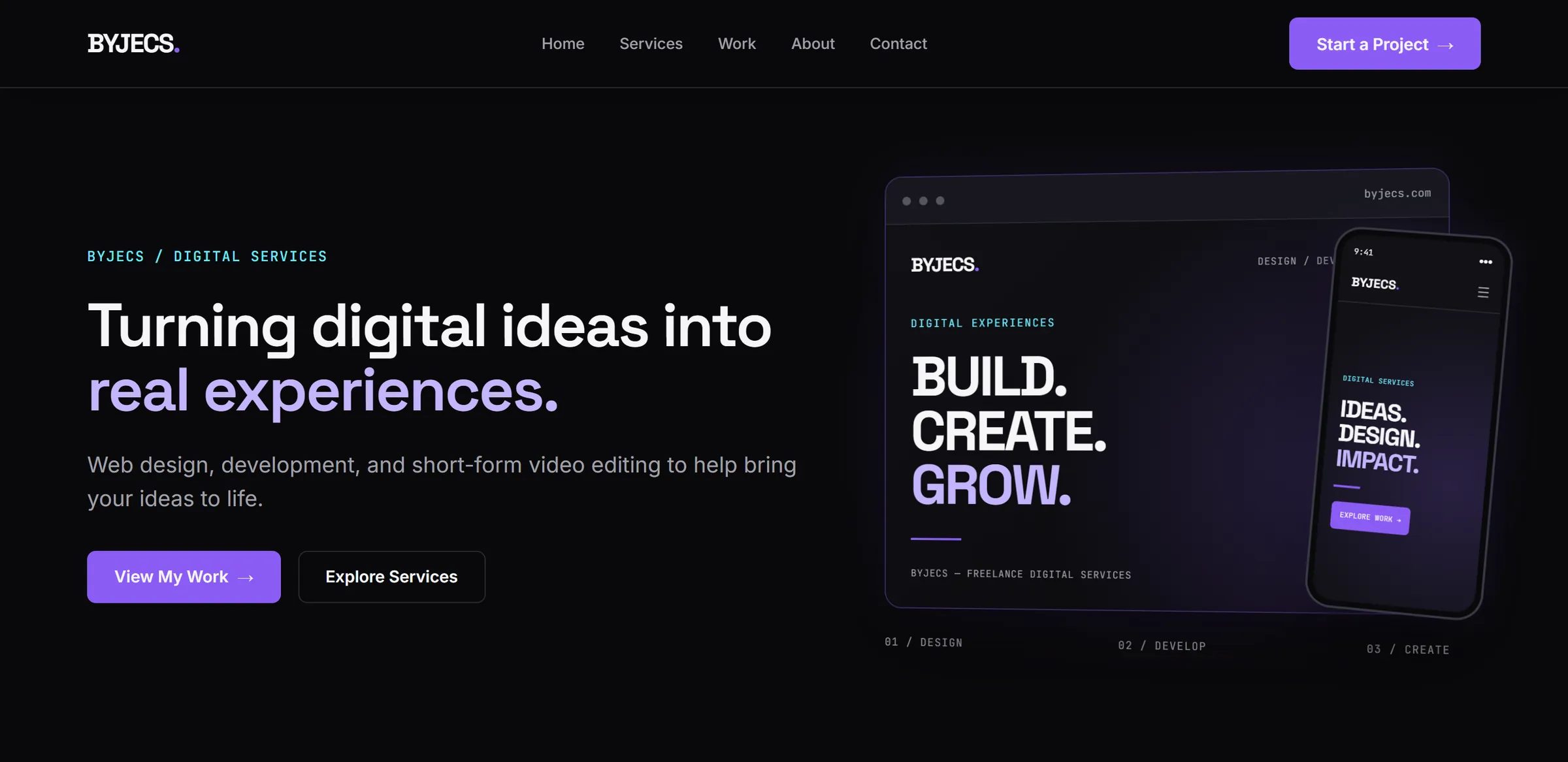 BYJECS Home page desktop preview showing the final hero design