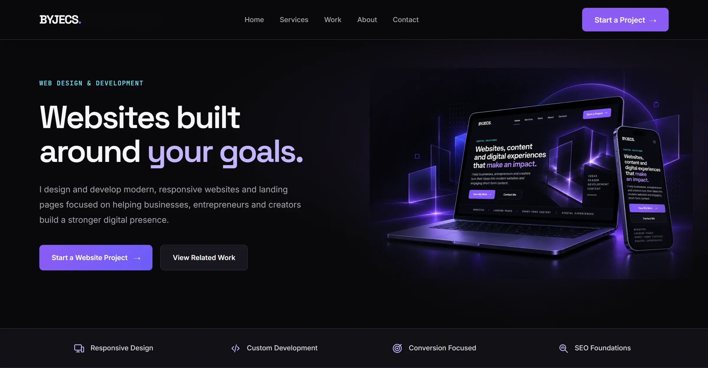 BYJECS Home page at desktop width
